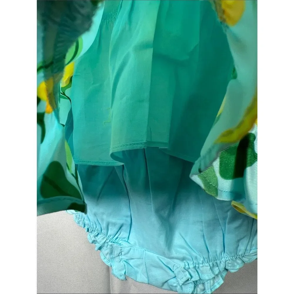 Janie and Jack Lemon Print Dress & Bloomers - Blue, Yellow, Green size 3-6 m NWT